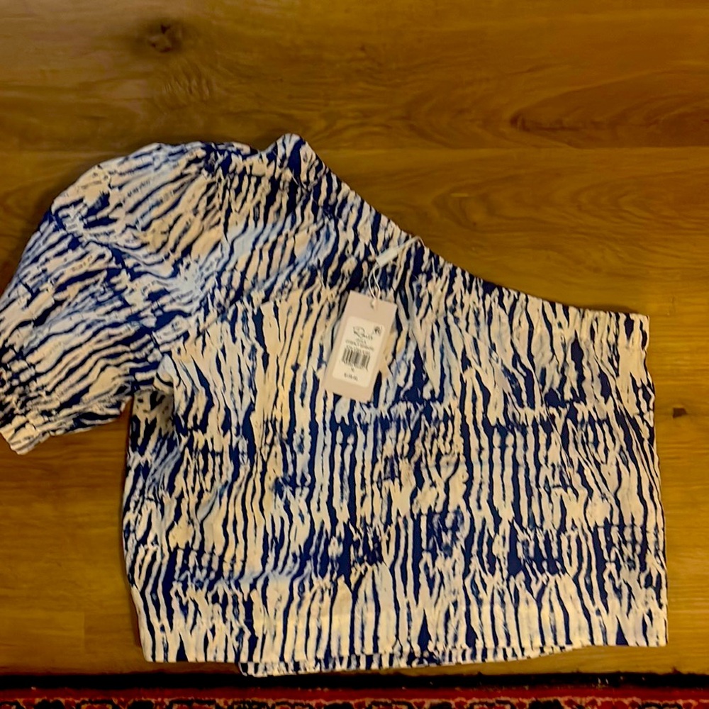 Cobalt Shibori one Shoulder Blouse
